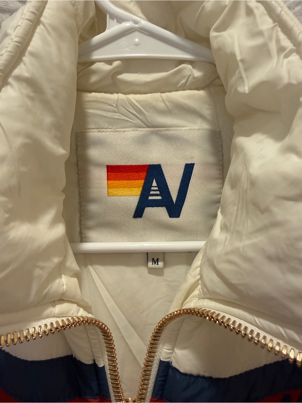 Aviator Nation 5 Stripe Puffer Jacket - White (Size Medium - NWOT) - Picture 8 of 15